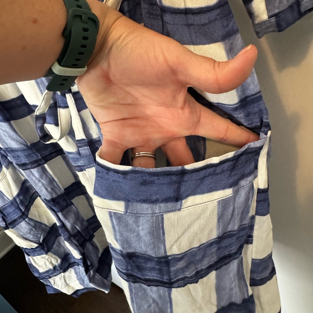 Maeve Navy and White Plaid Tie-Waist Dress - Picture 4 of 5